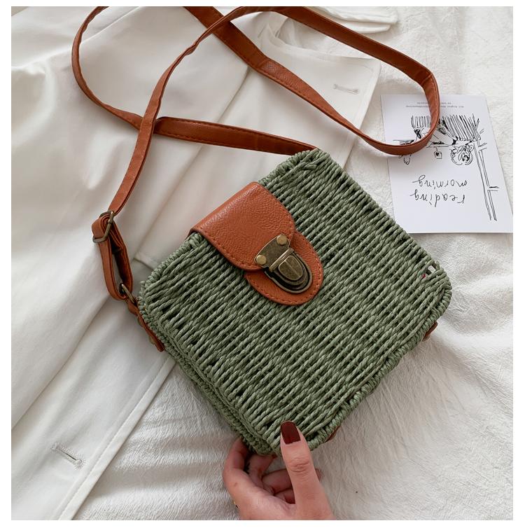 Yogodlns Летняя соломенная сумка через плечо, тканая сумка через плечо ручной работы, маленькая квадратная сумка, пляжная сумка, женская сумка для покупок, отпуск