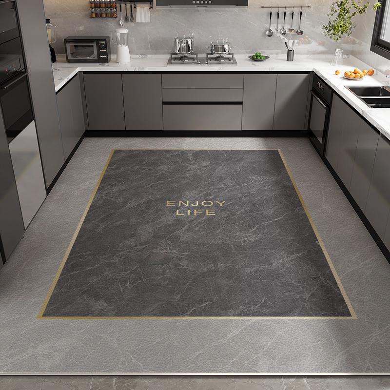 Кухонный коврик для пола Водонепроницаемый Нескользящий Маслостойкий Кожаный ковер ПВХ Большой размер Имитация мрамора Геометрический коврик Домашний декор Коврик