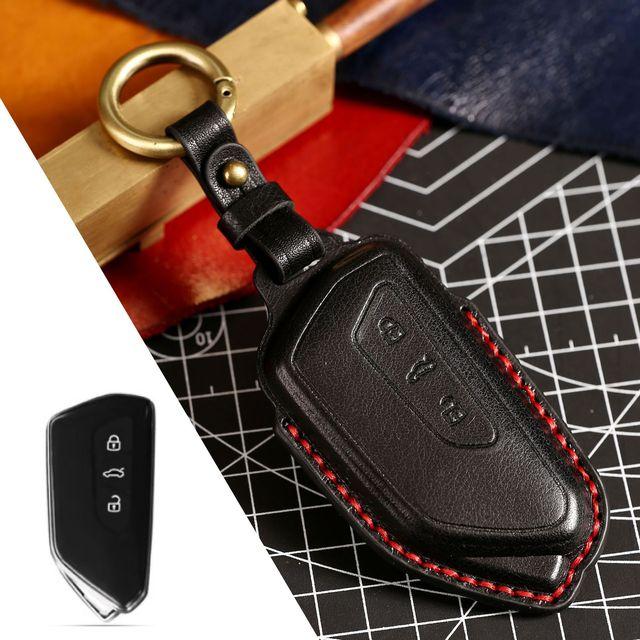 Leather Car Key Case Cover for VW Volkswagen Golf 8 MK8 ID 3 ID 4 for Skoda Octavia 4 A8 Seat Leon MK4 Cupra Formentor