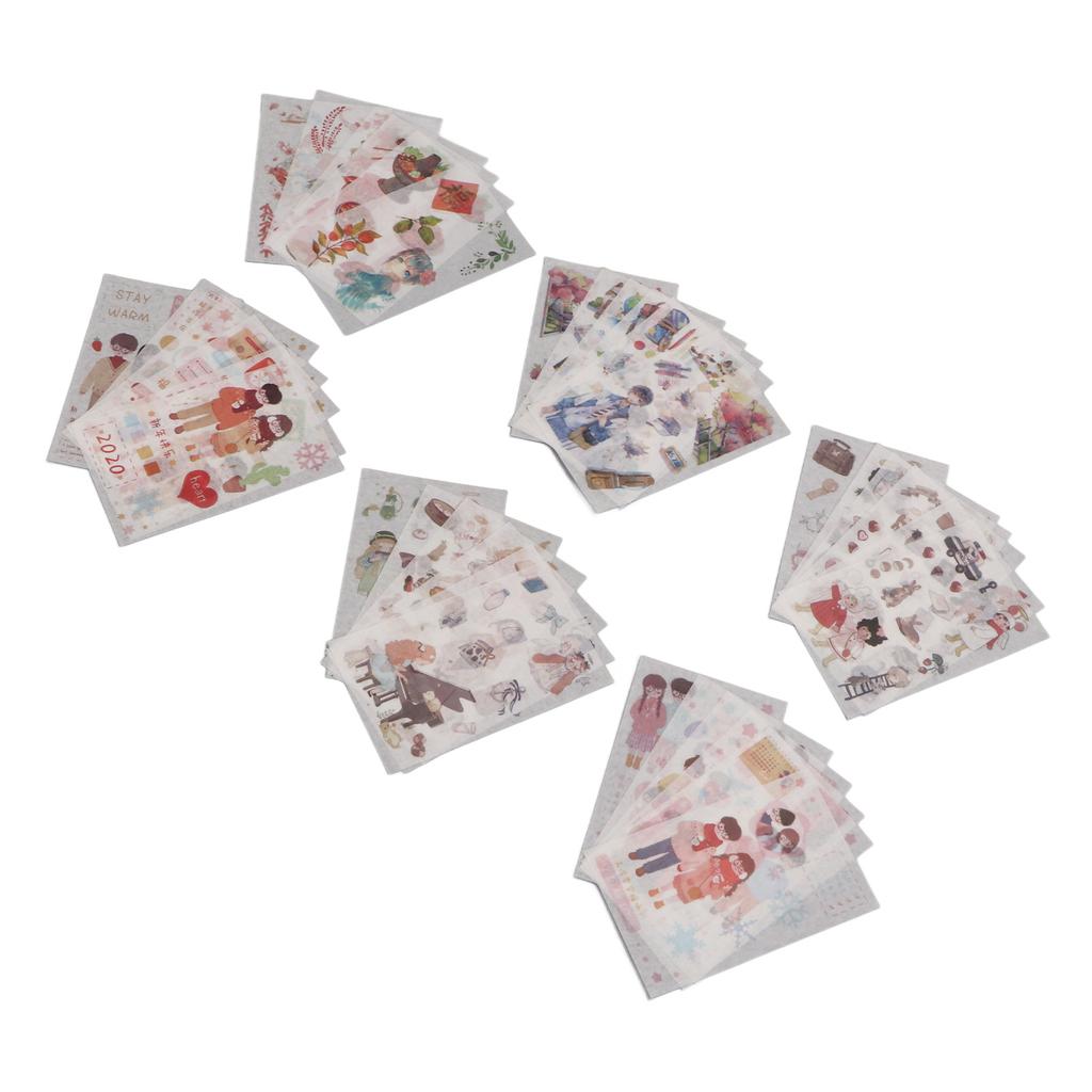 36 листов наклеек из скрапбукинга, полупрозрачные, гибкие, многоразовые, японские бумажные наклейки для блокнота