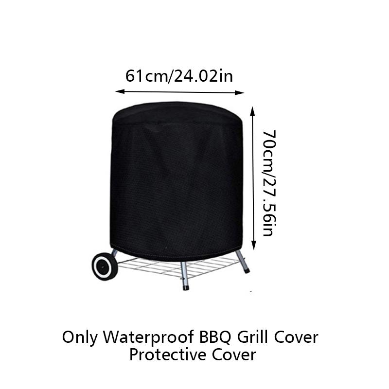 1 шт. Защита для гриля, Чехол для гриля для барбекю на открытом воздухе, Школьный, Круглый, Кемпинг, Ткань Оксфорд, Сверхпрочный, Черный, Кухня