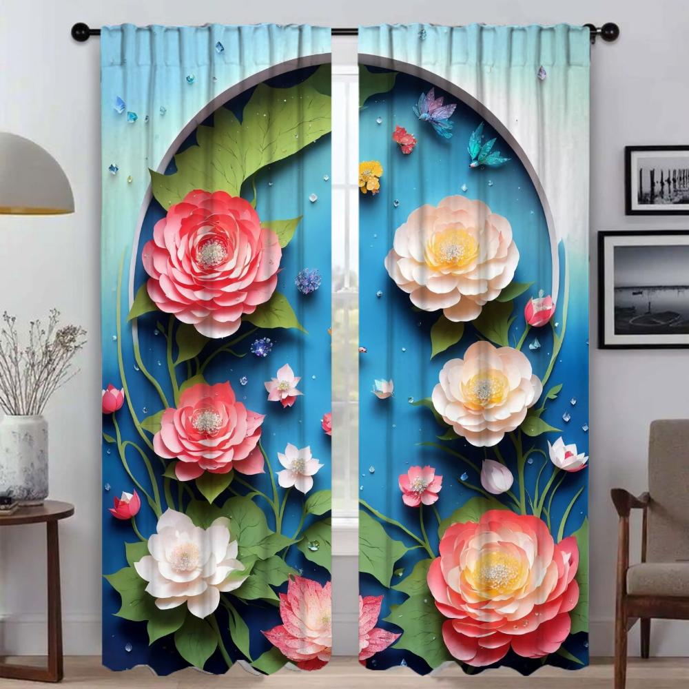 3D Цветочные Оттенки Элегантные Шторы Для Гостиной Оконные Шторы Домашний Интерьер Шторы 2 Шт. Хэллоуин Украшения Ребенок