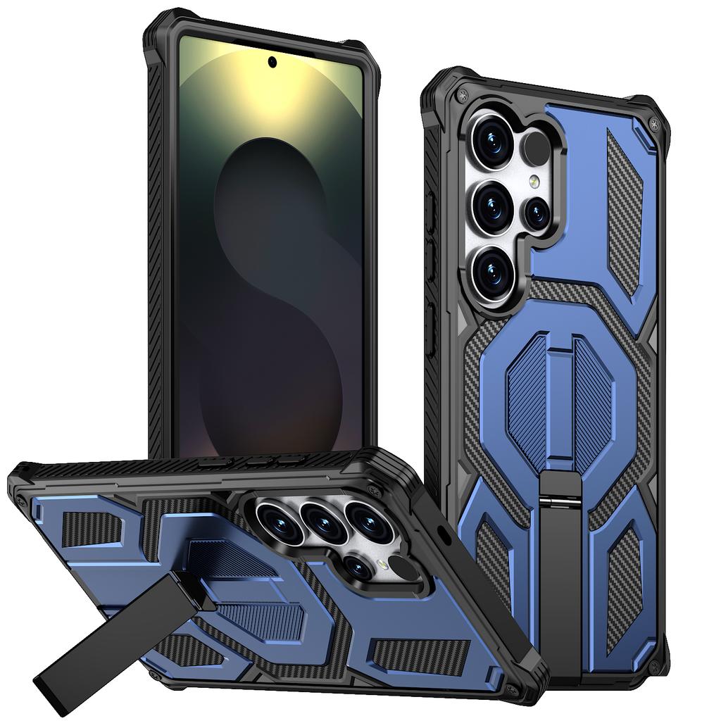 For Samsung Galaxy S24 Ultra Magnetic Case Rotating Kickstand PC + TPU Shockproof Drop-proof Phone Cover