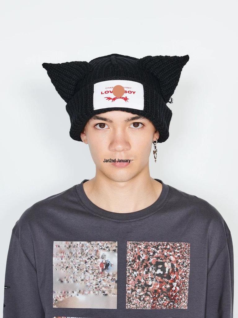 Женская вязаная шапка Loverboy из шерсти - Милые кошачьи и свиные ушки, Универсальный осенне-зимний аксессуар для пар.