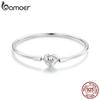 BAMOER 100% 925 Sterling Silver Shiny Starry Bracelet Simple Basic Bangle Bracelet for Women Fine Jewelry 17CM 19CM