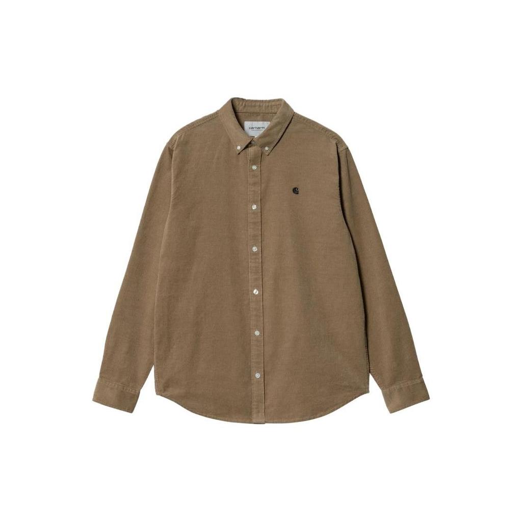 Carhartt WIP Мужская рубашка Melard однотонная с логотипом на пуговицах Коричневый I030580-1DD-XX