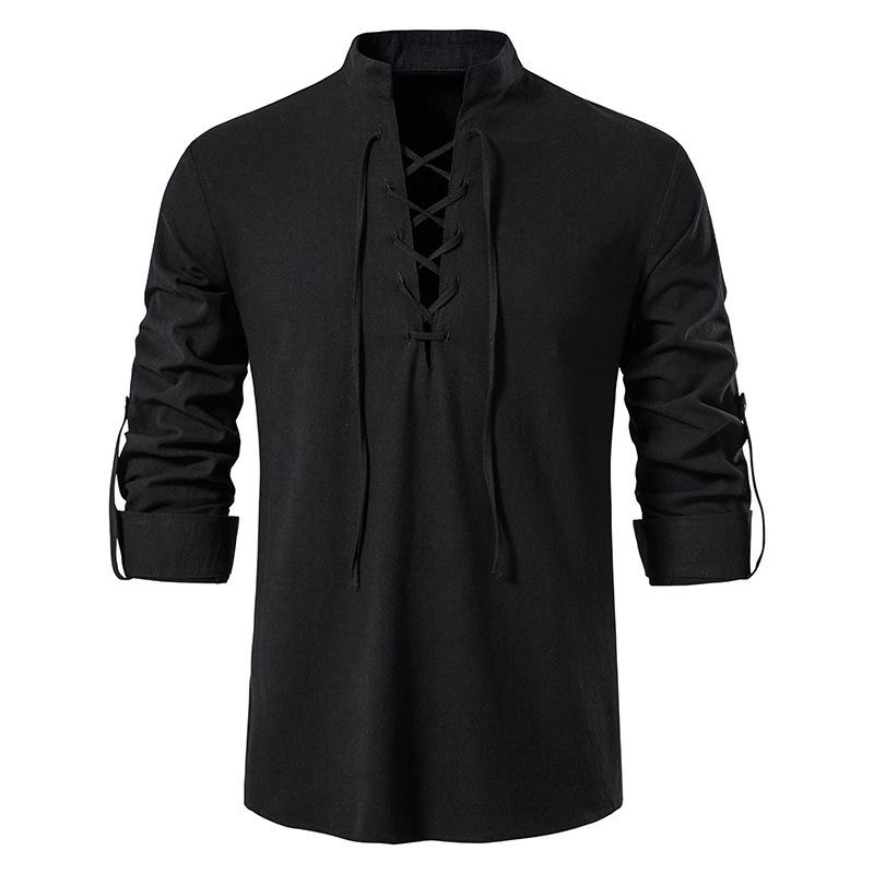 High Quality Renaissance Landlord Knight Top Medieval Men Cosplay Costume Causal Shirt Pirate