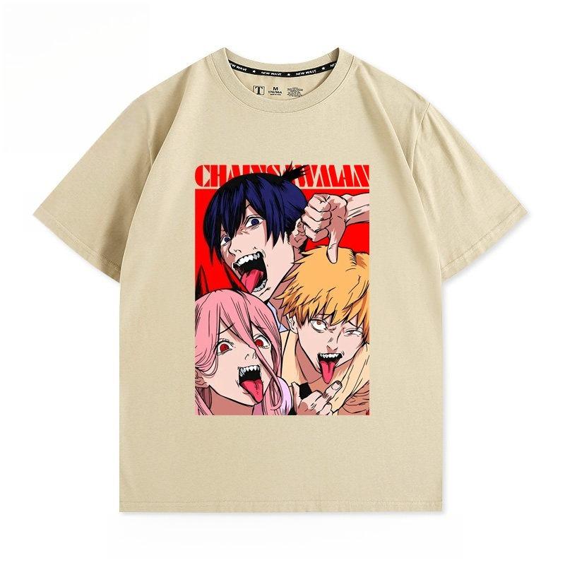 Chainsaw Man Electric Power Anime Printed Tshirt Mens and Womens Tshirt Mens Top Sports Tshirt 2026 Summer New Tee