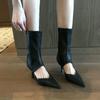 New Sexy Women Ankle Boots Pointed Toe Hollow Thin High Heels Black Beige Brown Stiletto Stretch Botas Autumn Summer Sock Boots