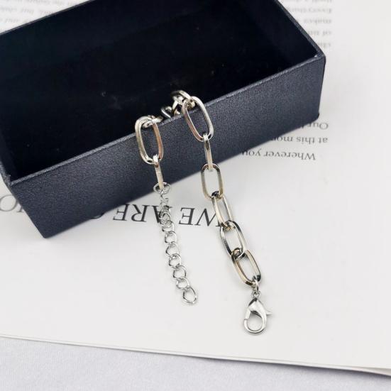 Women Bracelet Adjustable Length Hollow Out Chain Solid Color Polished Electroplated Stainless Lightweight Punk Hip Hop Cool Girl Bangle Wrist