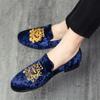 Fashion New Men's Suede Soft Penny Loafers Embroidered Design Flat Slip-On Formal Men's Velvet Loafer Dress Shoes Big Size 38~45 Zapatos