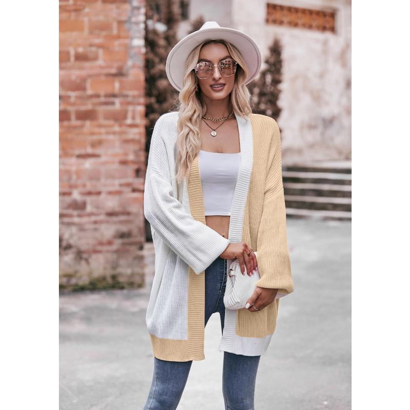 Осенне-зимний женский кардиган-свитер ярких цветов, свободный свитер средней длины с шалью