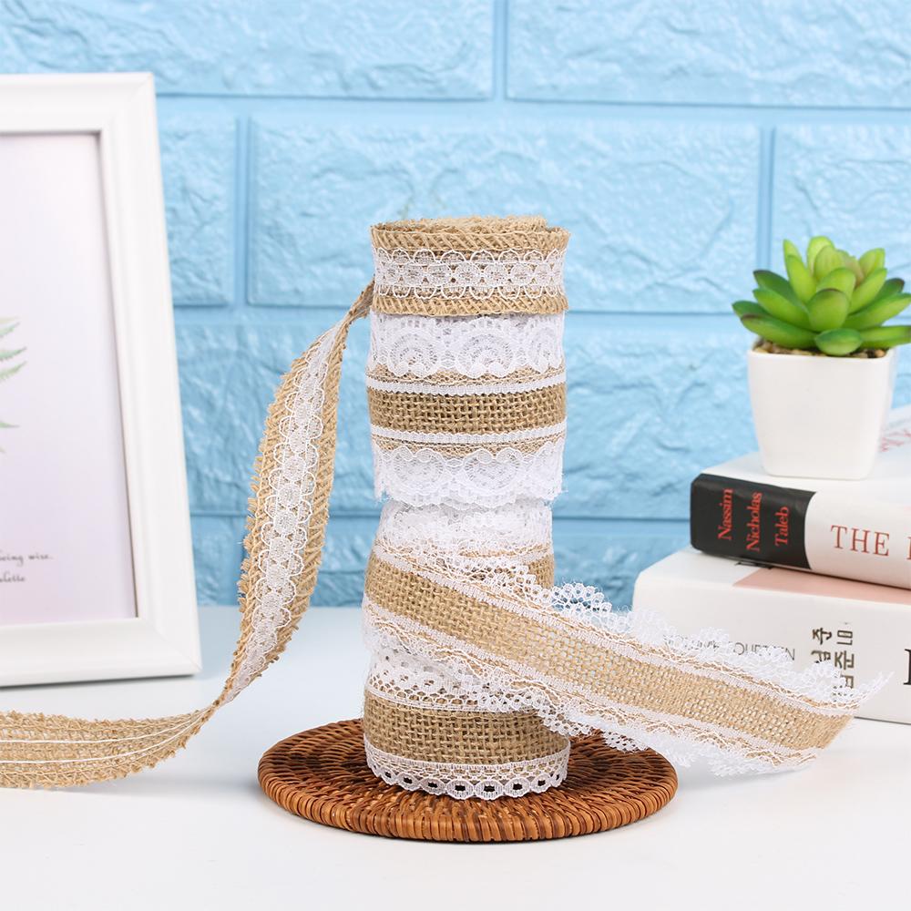 2M Мода DIY Поделки Праздничные Принадлежности Джутовая Лента Кружевная Отделка Края Натуральная Мешковина Рустик Свадьба