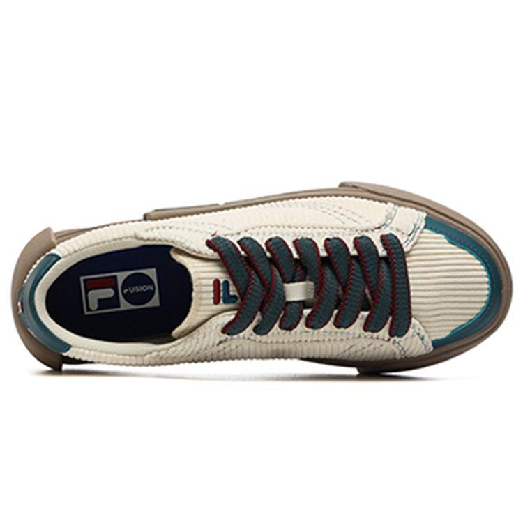 Fila Fusion Ткань Поп Синтетическая кожа Вельвет Повседневные Низкие кеды на шнуровке с круглым носком Мужские кроссовки Цвет: Светло-белый Синий T12M218204FAS