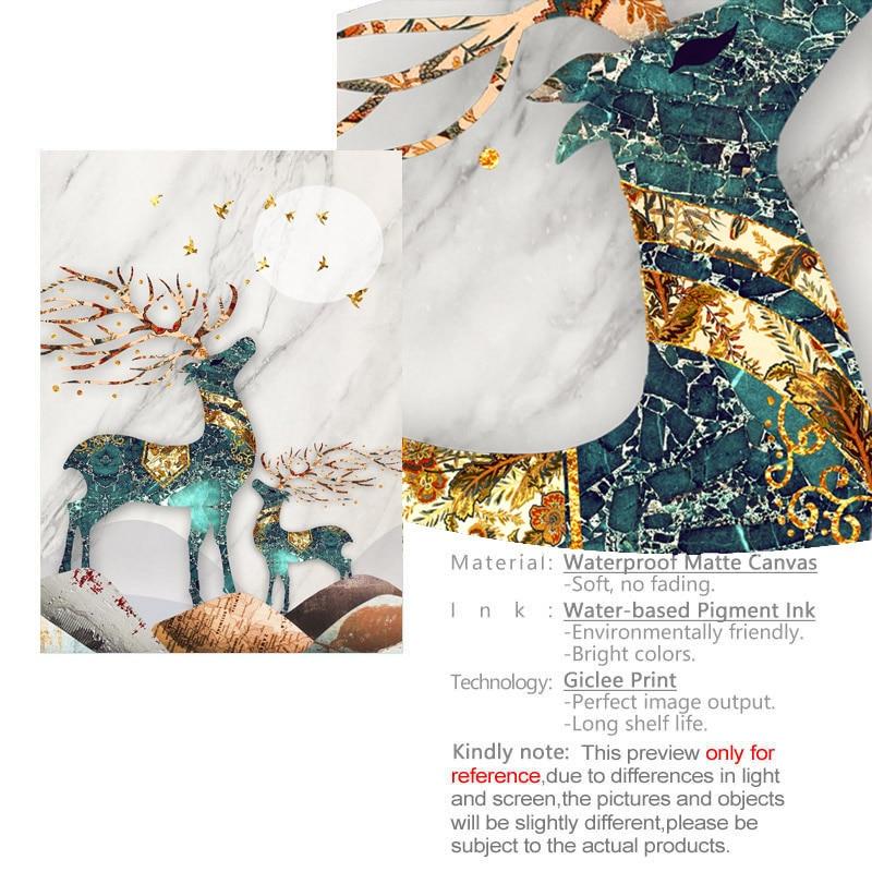 Современный роскошный лист гинкго, холст, картина, постер, золотые растения, лось, художественные принты, рождественское украшение, картина, эстетичный декор для комнаты, стены