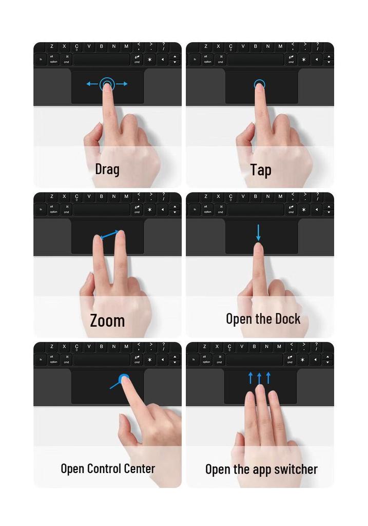 Магнитный чехол-клавиатура Bluetooth для iPad 10/11 Magic Keyboard 10,9 дюйма - Поддерживает русский, японский, корейский и немецкий языки