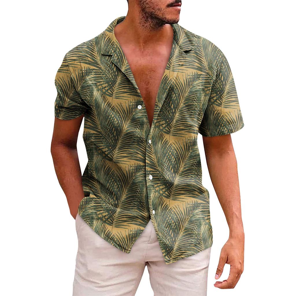 Мужские гавайские рубашки с короткими рукавами и пуговицами с принтом. Мужские повседневные модные рубашки с короткими рукавами.
