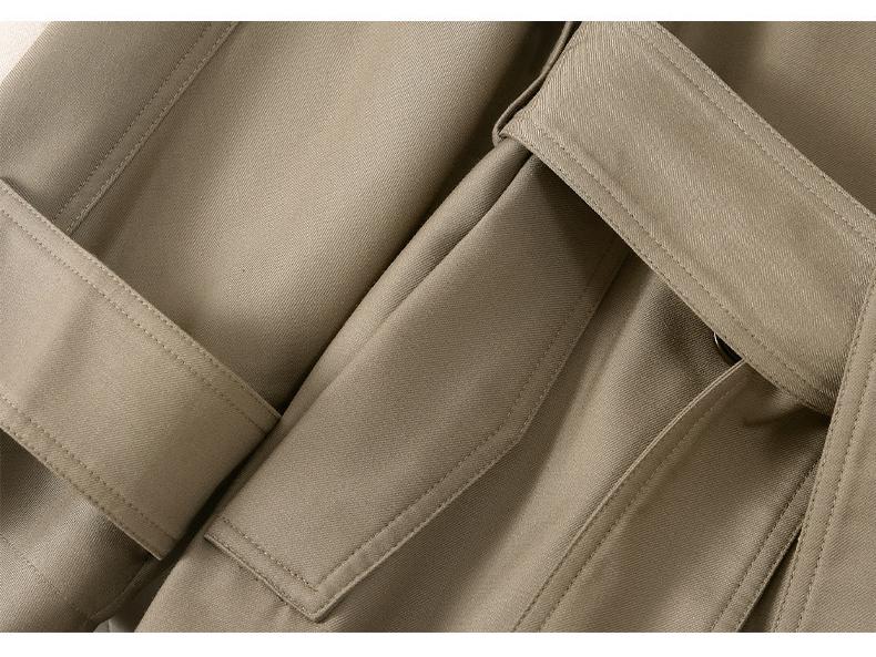 Женский серый тренч средней длины - Весна Осень 2025, Корейский дизайн для миниатюрных, Британский стиль