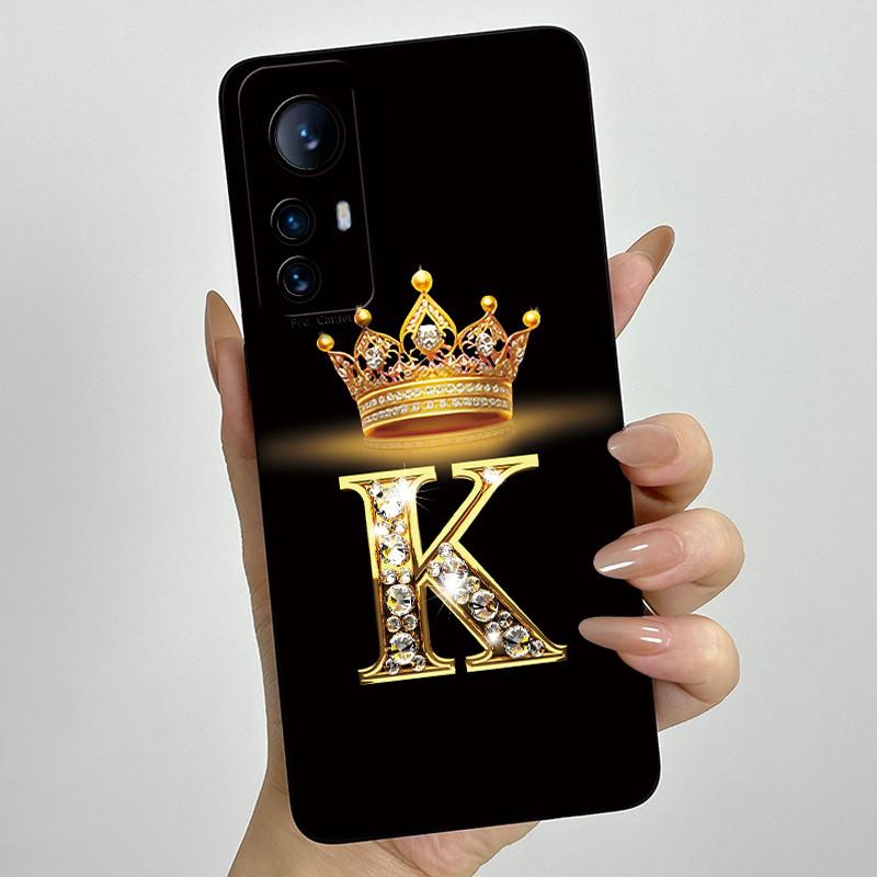 Чехол для Xiaomi 12 Lite Чехол для Xiaomi 12T Pro 5G Чехол с буквой-короной для пары Мягкий жидкий силикон Защитная задняя крышка для объектива