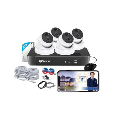 Авторизованная камера безопасности Swann, 8-канальный 4K NVR-рекордер, оснащенный 2 ТБ спецификацией IP66, совместимой с наружной и внутренней инфракрасной функцией ночного видения