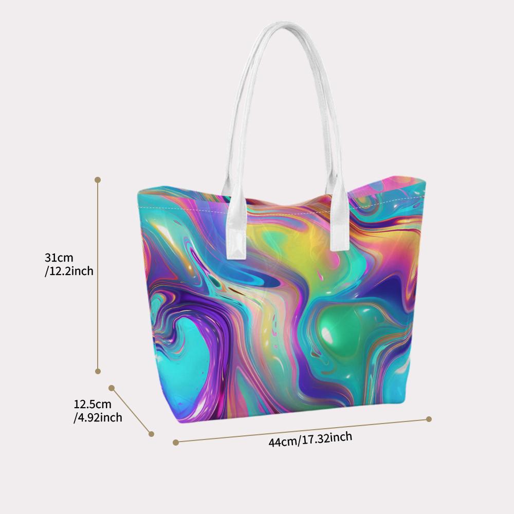 Fashion Iridescent Swirl Tote Bag Casual Daily Shoulder Handbag for Women