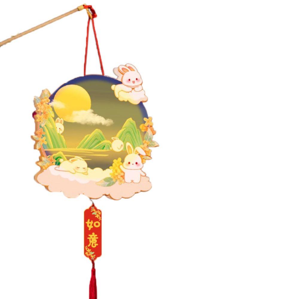 Светящийся фонарь к Празднику середины осени, мультяшный фонарь, набор материалов для DIY, фонарики-кролики, для детей