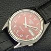 ПОДЕРЖАННЫЕ МУЖСКИЕ АВТОМАТИЧЕСКИЕ ЧАСЫ SEIKO 5 7009A ДЕНЬ/ДАТА ЯПОНИЯ КРАСНЫЙ ЦИФЕРБЛАТ a427898-2 R1054-a427898