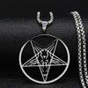 Talisman Stainless Steel Necklace Pendant Goat Satanic Lucifer Patch Collier Homme