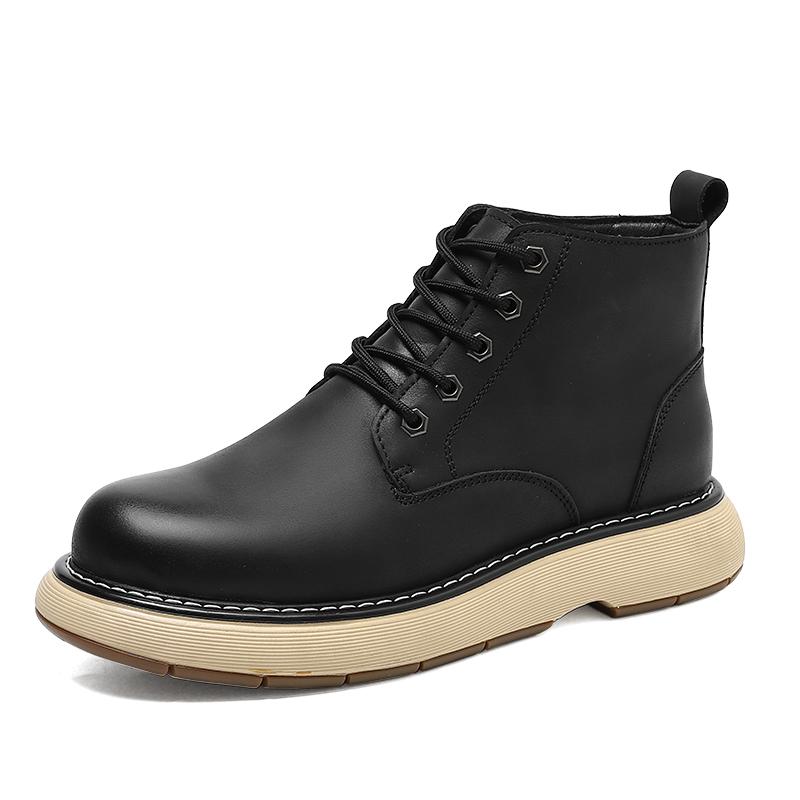 Модные роскошные брендовые зимние ботинки из коровьей кожи на платформе для мужчин, дизайнерская повседневная рабочая обувь, высокие ботильоны из натуральной кожи для отдыха на открытом воздухе
