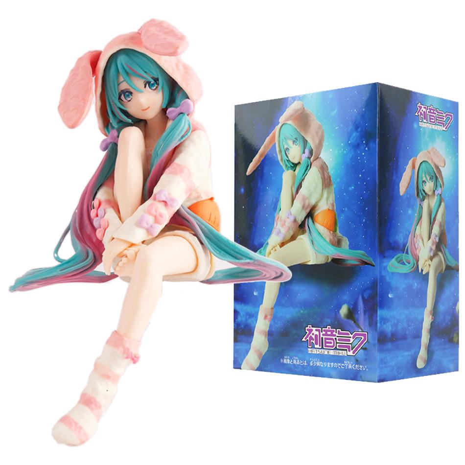 Милая Аниме ХАТСUNE MIKU Фигурка Девочка Стопор для Лапши Фигурка Пижама с Кроличьими Ушками ПВХ Украшение Фигурка Действия Коллекция Модель Игрушки