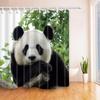 Funny Animals Shower Curtains Lovely Panda With Green Leaves Chinese Style Polyester Fabric Bath Curtain Kids Bathroom Decor Set