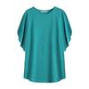 Женская элегантная однотонная шифоновая футболка с рюшами, свободный летний длинный топ с короткими рукавами