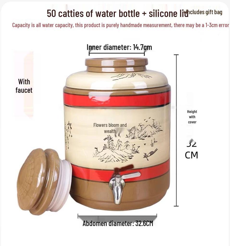 Ceramic Wine Storage Jar: Thickened, Sealed Fermentation Earthenware Bottle for 50-100 Jin Capacity.