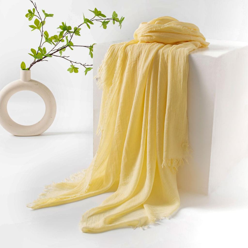 Spring and summer sunscreen scarf imitation cotton and linen solid color simple shawl women's high-end silk scarf yarn headscarf women's cross-border