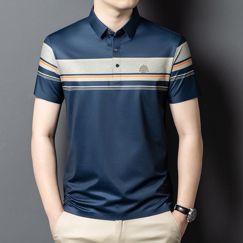 Мужская дышащая футболка-поло с коротким рукавом и отложным воротником, топ, средний, деловой кэжуал, высококачественная, не требующая глажки