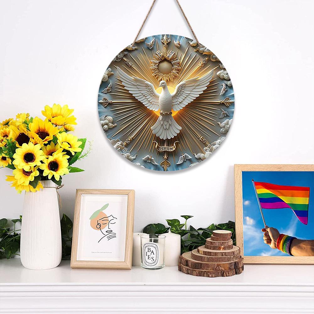 In-Stock Wooden Peace Dove Welcome Sign for Home or Office Decoration