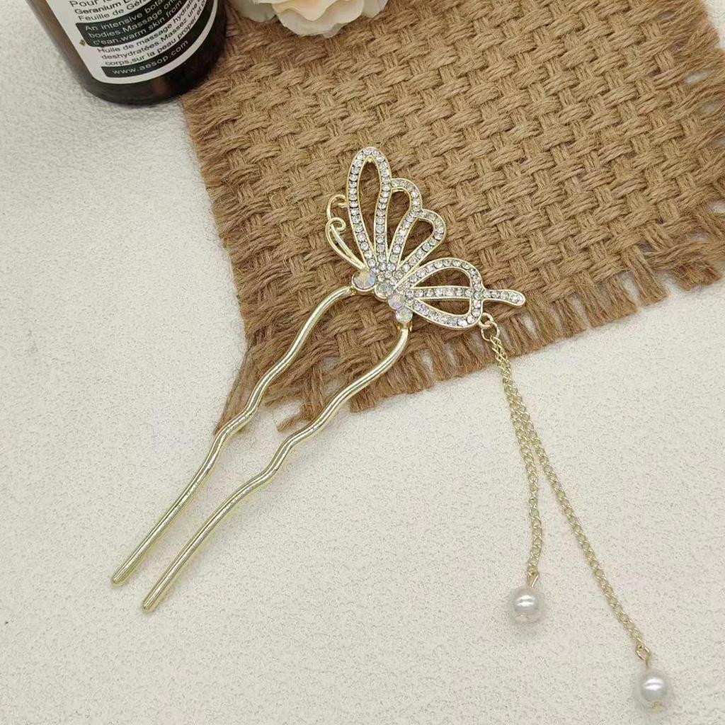 Элегантная жемчужная кисточка-заколка для волос для женщин - современный и старинный стиль Cheongsam U-образная заколка для волос