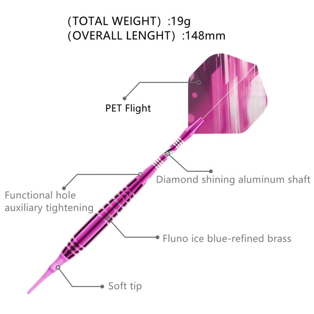 Soft Tip Darts Set PET Flight Aluminum Darts Shafts Brass Barrels Plastic Tip with Storage Box for Professional Beginner