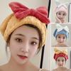 Quick Dry Hair Towel for Women Girls Cute Bowknot Soft Absorbent Coral