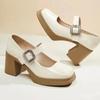 Fashion Women's Chunky Heel Mary Janes Shoes Spring Round Toe Pumps Platform Shoes for Women Dress Students Women's Lolita Heeled Shoes