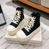 Женские панк высокие кеды холщовые туфли на платформе и каблуке дизайнерские туфли-лифты шнуровка молния уличный стиль осенние балетки черные ботинки