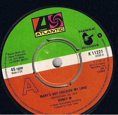 7-дюймовая пластинка BONEY M. - Mary's Boy Child / Oh My Lord K11221 Atlantic, Hansa 1978 UK Танцевальная и Электронная Б/У