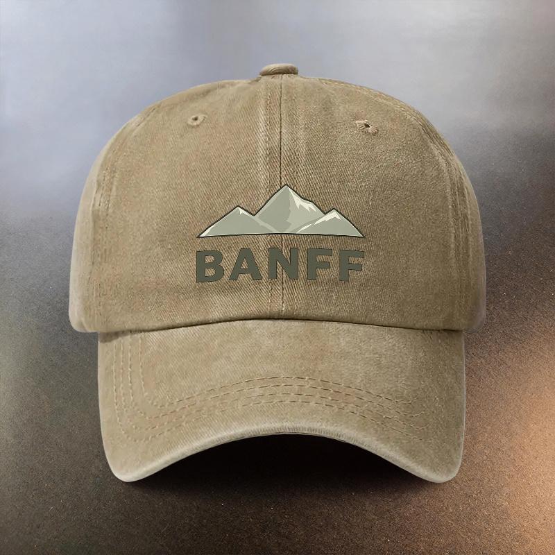 A Banff Mountainscape Printed Washed Hat a Sunshading Baseball Cap for Daily Outings a Musthave Fashionable Couples Hat a