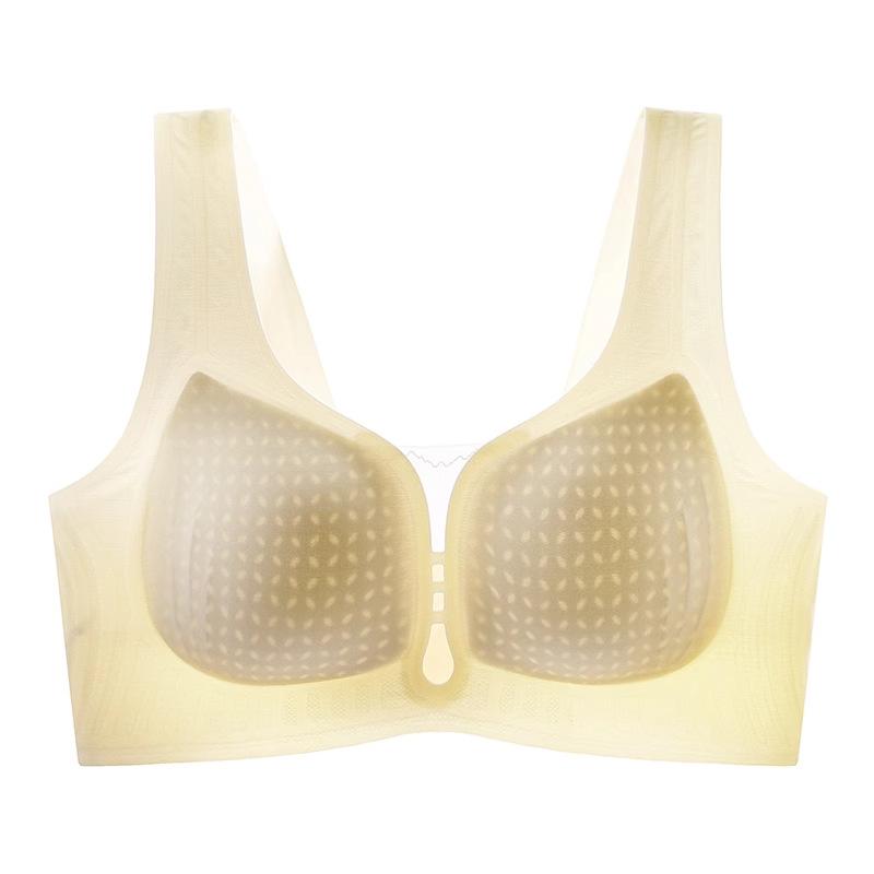 Langsha underwear women's breasts are large and small, ice silk is breathable and seamless, gathering holes, cup bra, no steel ring, large size bra
