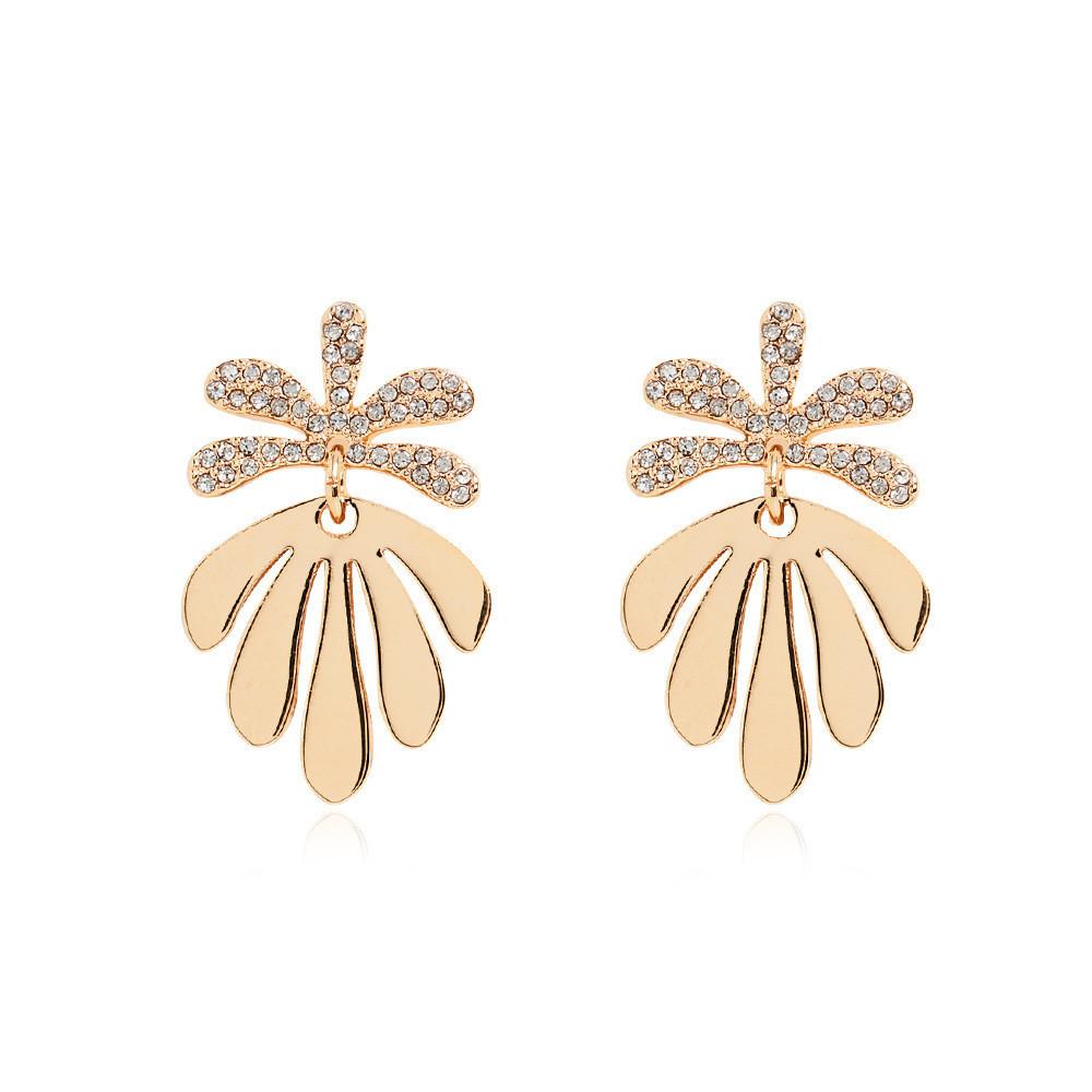 American Dainty European Style Leaf Earrings Gold And Silver Studs Alloy