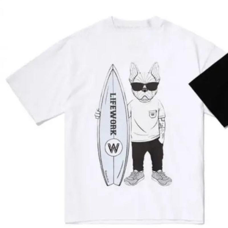 New Korean Clothing Fighting Dog Shortsleeved Tshirt For Unisex And Unisex Couple Style Cotton Tshirt