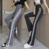 Women's High-Waist Shark Flared Pants with Side Stripes - Slim Fit Barbie Trousers for Spring Outerwear
