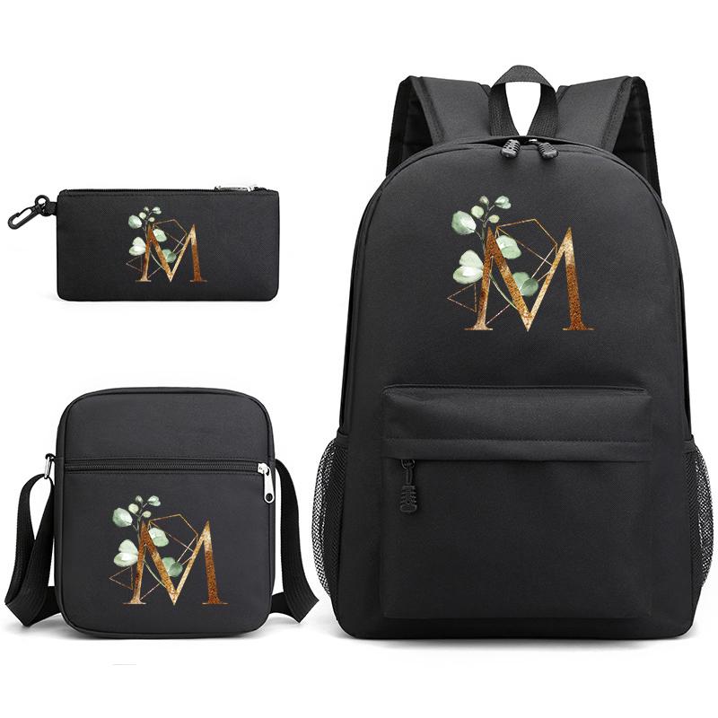 Рюкзак из 3 предметов с 26 английскими буквами, холст для косплея, детский школьный рюкзак, дорожная сумка, сумка для книг в школу