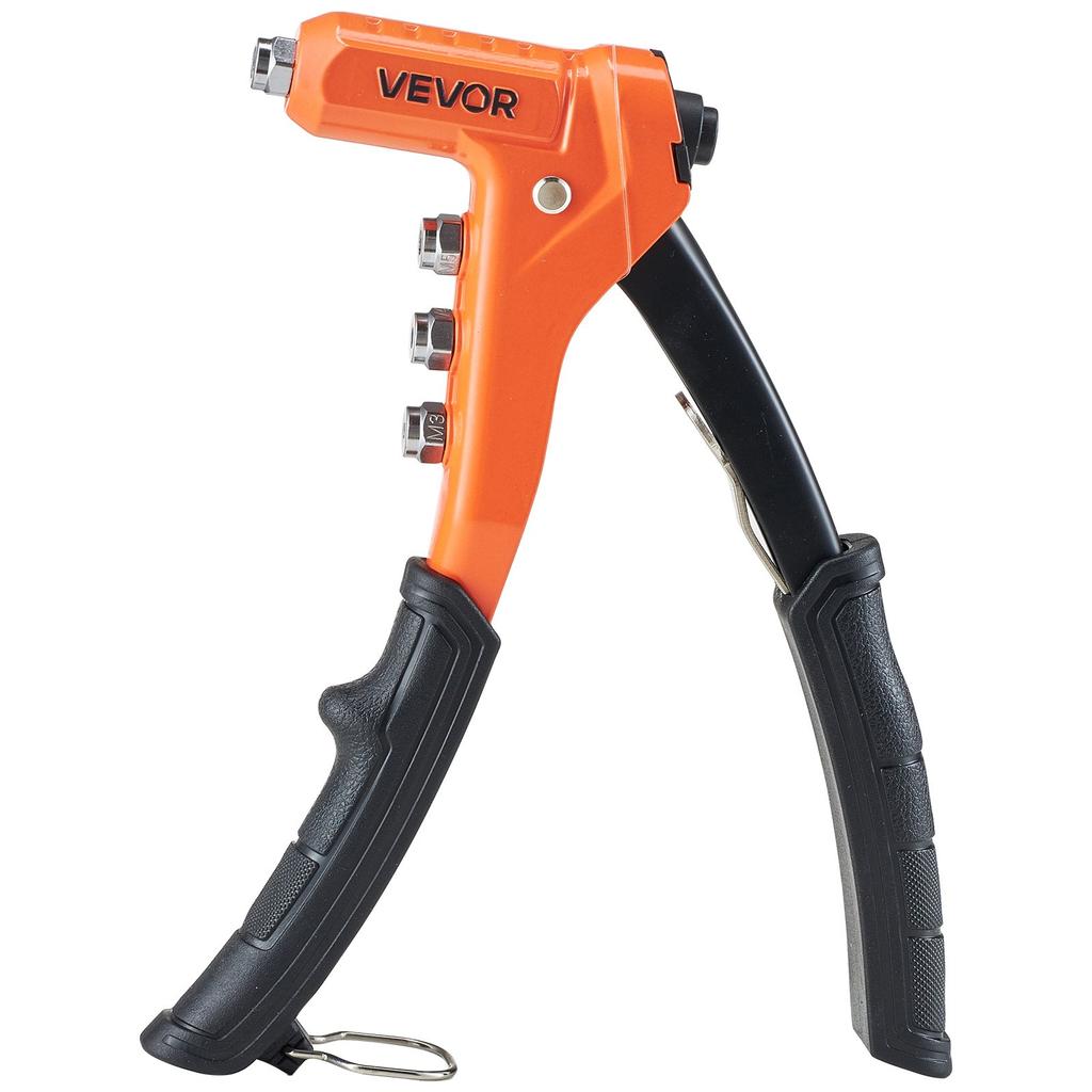 VEVOR Rivet Nut Tool Kit, 230 mm One-Handed Rivnut Tool Kit, with 8 Mandrels, a Step Drill Bit and 80 Nuts, Metric and SAE Size M3, M4, M5, M6, 6-32