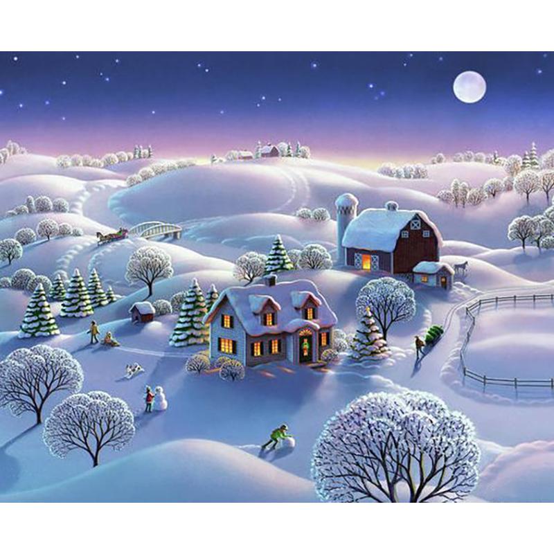 Снежный пейзаж «сделай сам», 5D алмазная живопись, полная круглая дрель, пейзаж, алмазная вышивка, набор для вышивки крестом, настенное искусство, домашний декор, подарок